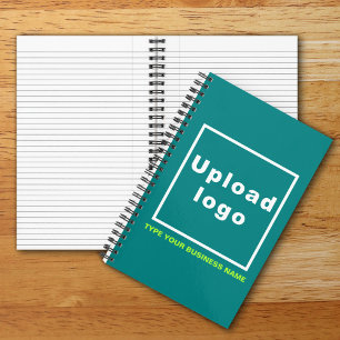Business Name and Logo on Teal Green Spiral Notebook