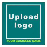 Business Name and Logo on Teal Green Square Glossy