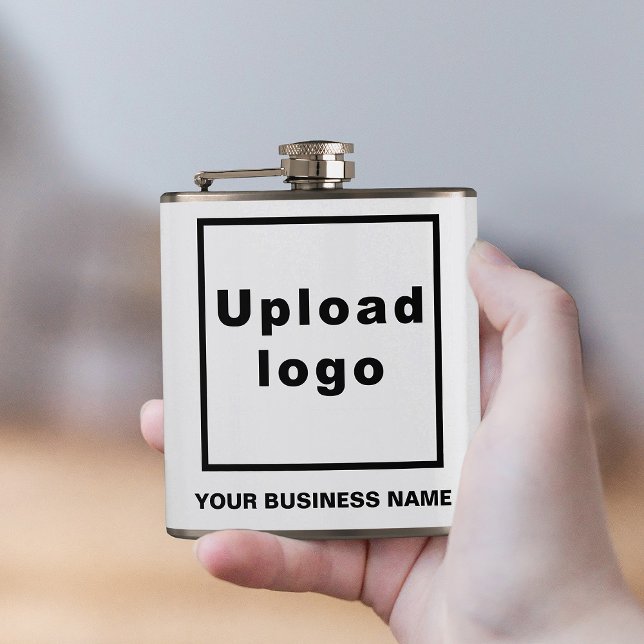 Business Name and Logo on Vinyl Wrapped Flask (Your business name and logo on vinyl wrapped flask.)