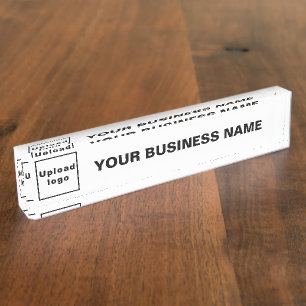 Business Name and Logo on White Acrylic Nameplate