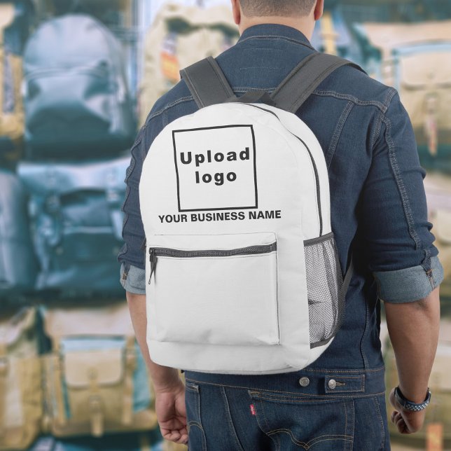 Business Name and Logo on White Backpack (Build brand name awareness. Your business name and logo on white backpack.)
