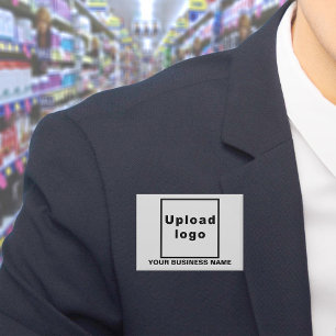 Business Name and Logo on White Rectangle Button