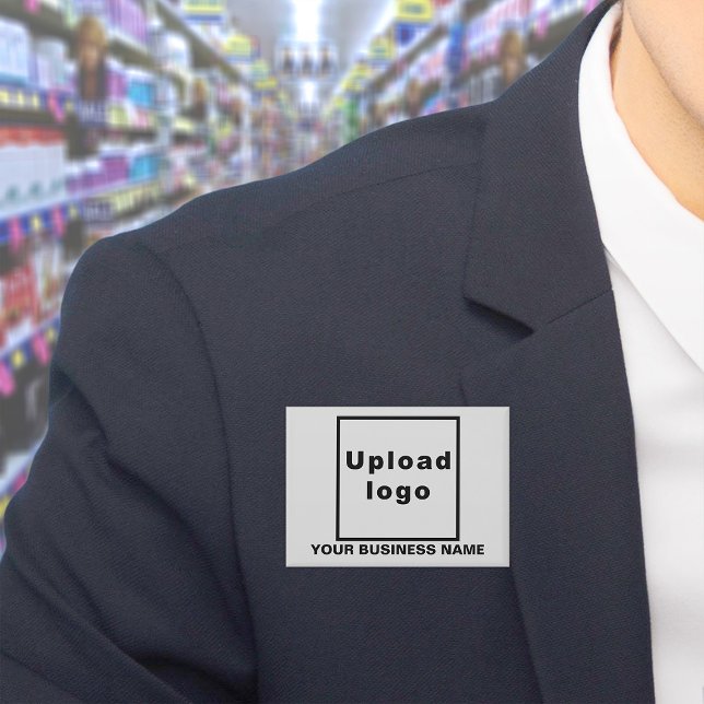 Business Name and Logo on White Rectangle Button (Business name and logo on white rectangle button)