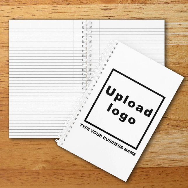 Business Name and Logo on White Spiral Notebook (Build brand name awareness. Your business logo and name on white cover of spiral notebook.)