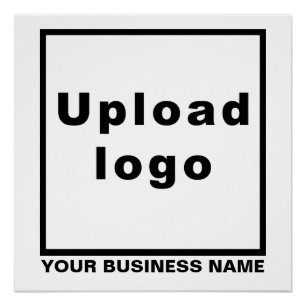 Business Name and Logo on White Square Glossy Poster