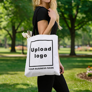 Business Name and Logo on White Tote Bag