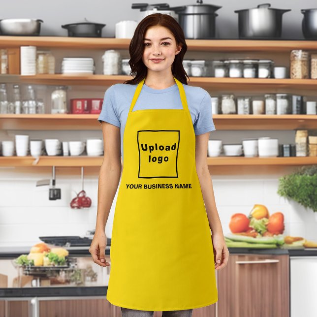 Business Name and Logo on Yellow Polyester Apron (Your business name and logo on yellow apron.)