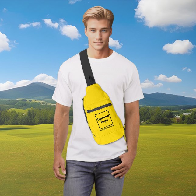 Business Name and Logo on Yellow Sling Bag (Business name and logo on yellow sling bag)