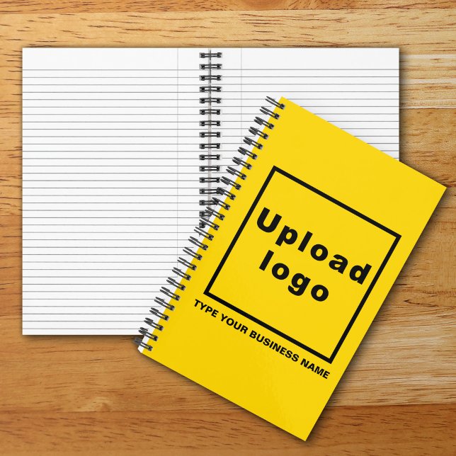 Business Name and Logo on Yellow Spiral Notebook (Build brand name awareness. Your business logo and name on yellow color cover of spiral notebook.)