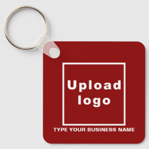 Business Name and Logo Red Square Keychain