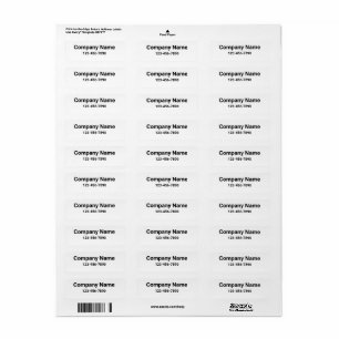 Business Name and Phone Number Product Label Return Address Label
