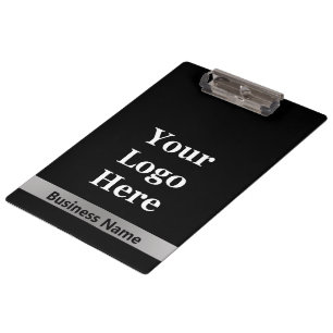 Business Name Black and Silver Your Logo Template Clipboard