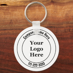 Business Name Black and White Logo Phone Number Key Ring