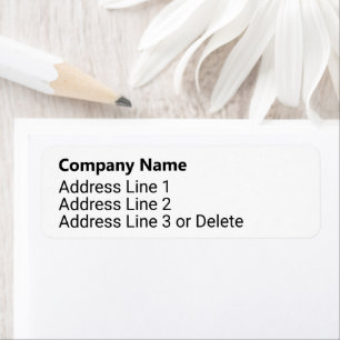 Business Name Bold White Return Address Template Label