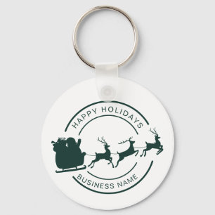 Business Name Christmas Holidays Festive Custom Key Ring