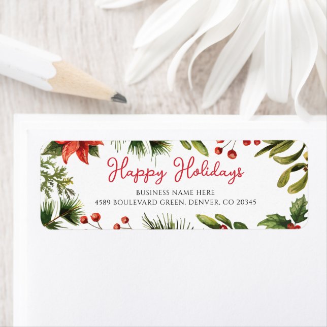Business Name Christmas Holidays Return Address Label (Insitu)