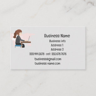 Business Name Custom Person at Desk Card