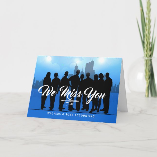 Business Name Customer Reactivation Blue and Black Holiday Card (Front)