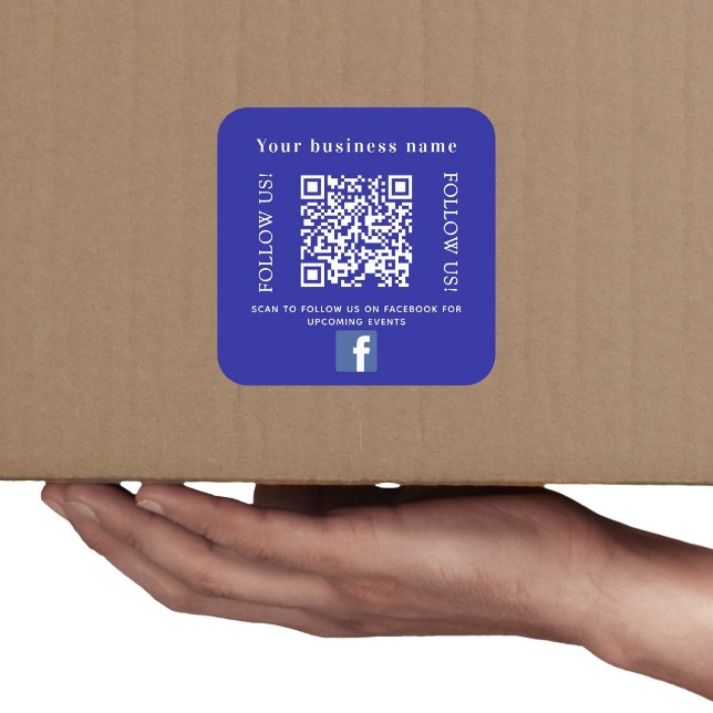 Business name dark blue qr code Facebook Square Sticker (Creator Uploaded)
