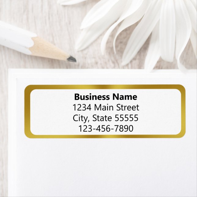 Business Name Gold and White Phone Return Address Label (Insitu)