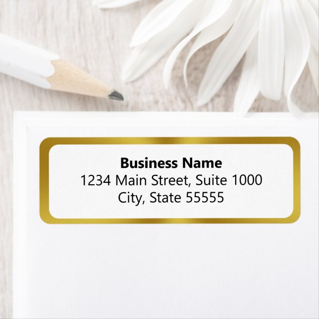 Business Name Gold and White Return Address Label (Insitu)