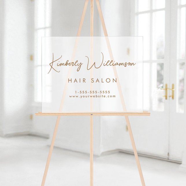 Business Name Gold Signature Script Frosted Acrylic Sign (Creator Uploaded)