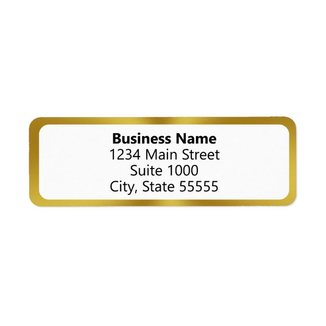 Business Name Gold White 4 Line Return Address Label (Front)
