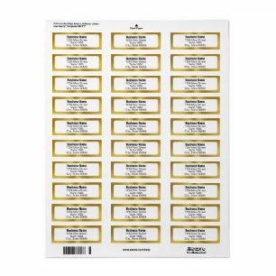 Business Name Gold White Return Address Template Label