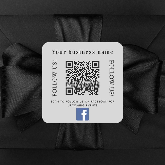 Business name grey qr code Facebook Square Sticker (Creator Uploaded)