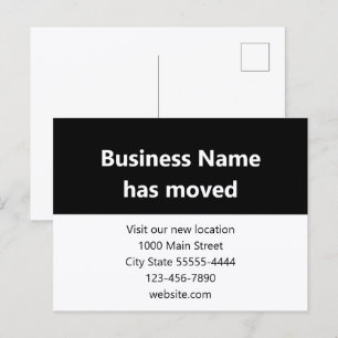 Business Name Has Moved Black Moving Announcement Postcard