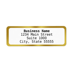 Business Name in Bold White & Gold Return Address Label