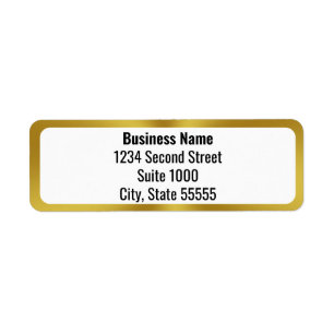 Business Name in Bold White & Gold Return Address Label