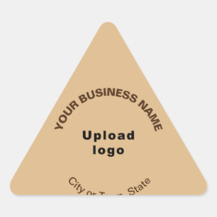 Business Name, Logo and Location on Light Brown Triangle Sticker