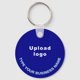 Business Name, Logo and Phone, Blue Round Aluminiu Key Ring