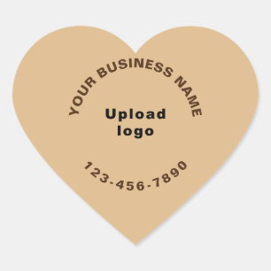 Business Name, Logo and Phone Number, Light Brown Heart Sticker
