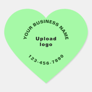 Business Name, Logo and Phone Number, Light Green Heart Sticker