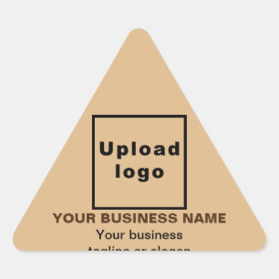 Business Name, Logo and Tagline on Light Brown Triangle Sticker