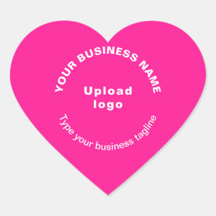 Business Name, Logo and Tagline on Pink Heart Sticker