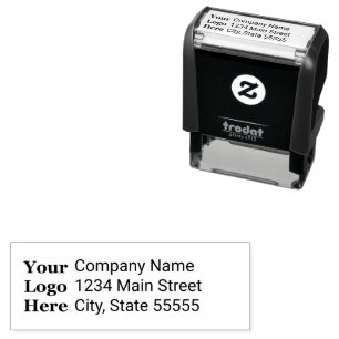 Business Name Logo Branded Return Address Template Self-inking Stamp