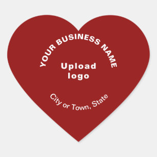 Business Name, Logo, City and State on Red Heart Sticker