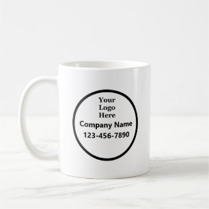 Business Name Logo Phone Number Black and White Coffee Mug