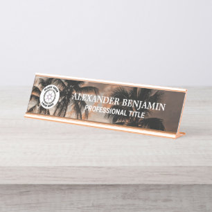Business Name Logo Professional Modern Palms Desk Name Plate
