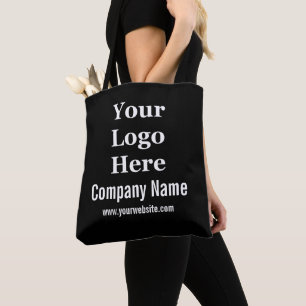 Business Name Logo Website Black and White Promo Tote Bag