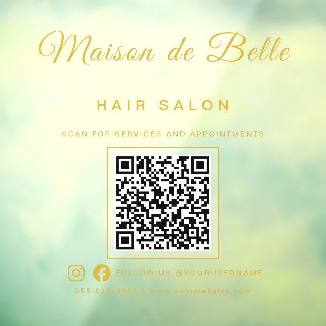 Business Name Luxury Gold Signature Script QR Code (Sheet 3)