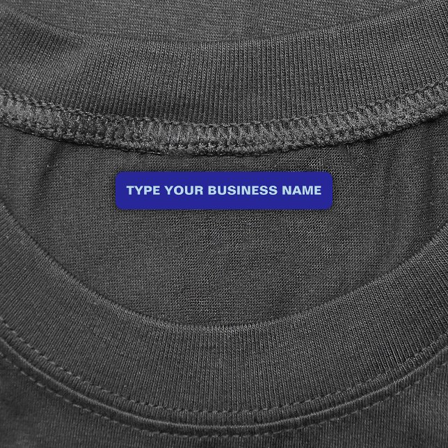 Business Name on Blue Rectangle Iron On Label (Blue rectangle iron on label with your business name)