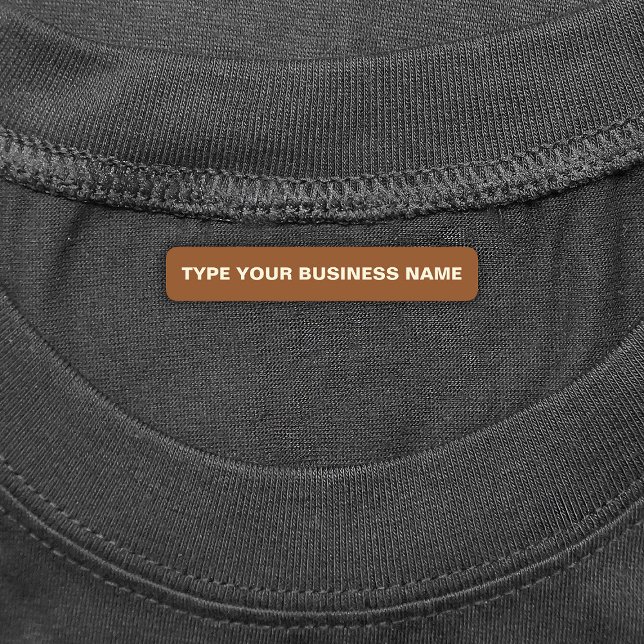 Business Name on Brown Rectangle Iron On Label (Brown rectangle iron on label with your business name)