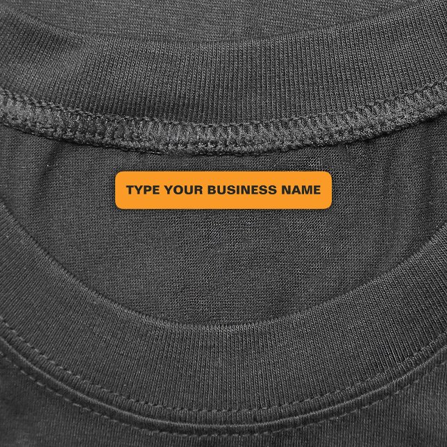 Business Name on Orange Rectangle Iron On Label (Orange rectangle iron on label with your business name)