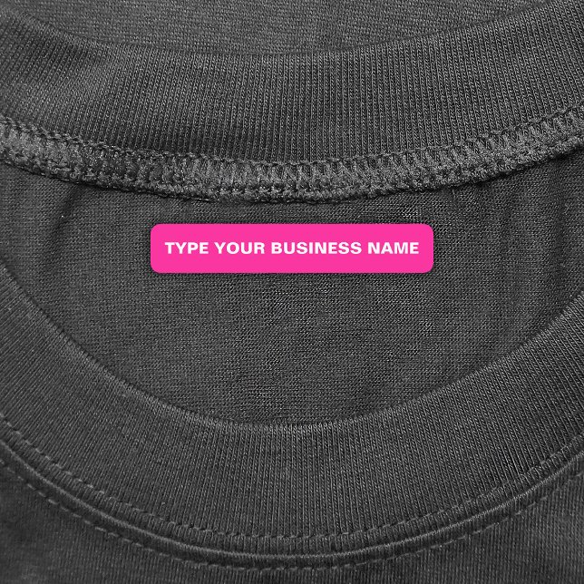 Business Name on Pink Rectangle Iron On Label (Pink rectangle iron on label with your business name)