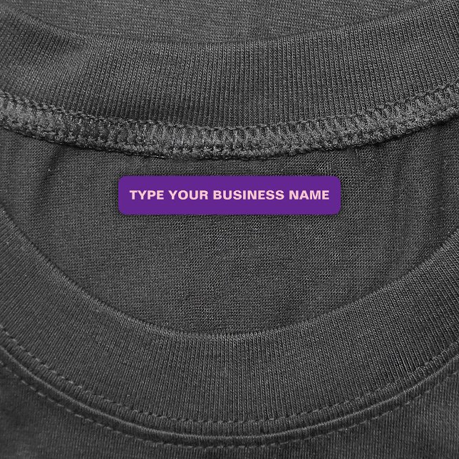 Business Name on Purple Rectangle Iron On Label (Purple rectangle iron on label with your business name)
