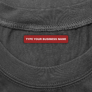 Business Name on Red Rectangle Iron On Label